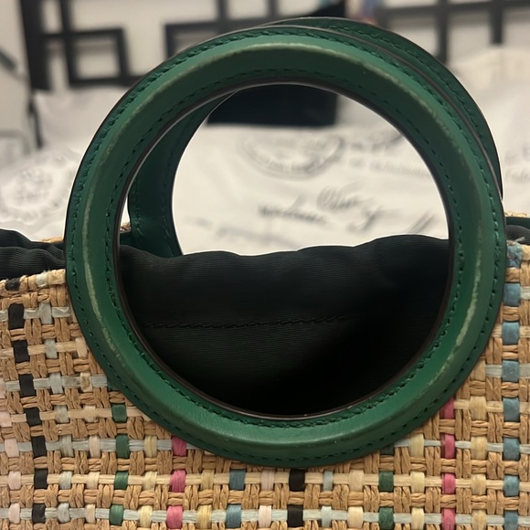 Kate Spade Jena Straw Small Tote green yellow Crossbody Drawstring Bucket Bag - Picture 7 of 12